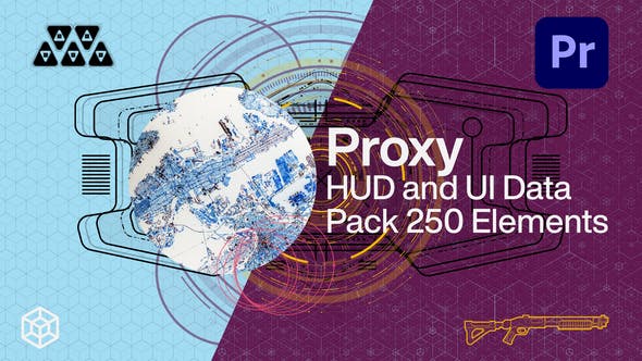 PR模板-250个未来科技感HUD信息数据UI界面动画 HUD and UI Data Pack