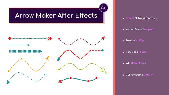 AE模板-各种路径线条箭头生长动画制作器 Arrow Maker After Effects