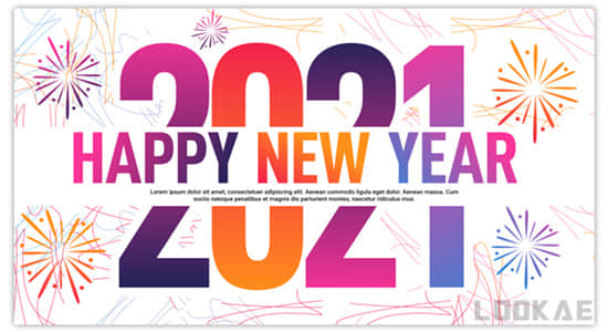 PR模板-12组现代设计2021新年快乐文字标题动画 Modern New Year Typography