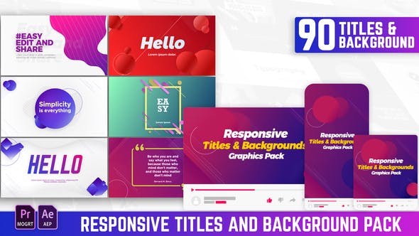 AE/PR模板-自适应分辨率文字标题图形背景动画 Responsive Titles and Backgrounds Pack