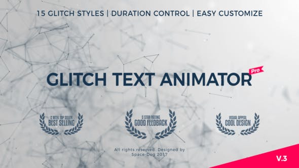 AE/PR预设模板-15组信号干扰失真毛刺故障文字标题动画 Glitch Text Animator