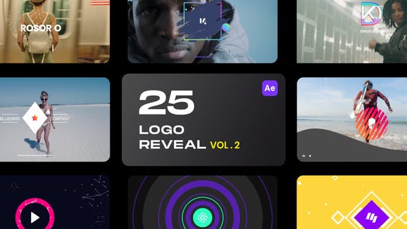 AE模板-第二季 25个简洁彩色图形LOGO标志片头 25 Logo Reveal Bundle V2