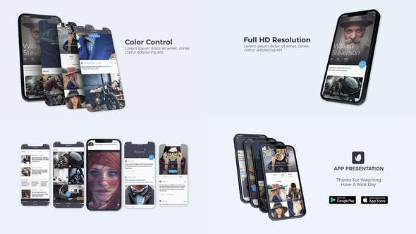 AE模板-三维手机应用界面社交媒体广告宣传展示介绍动画 App Presentation V2.0