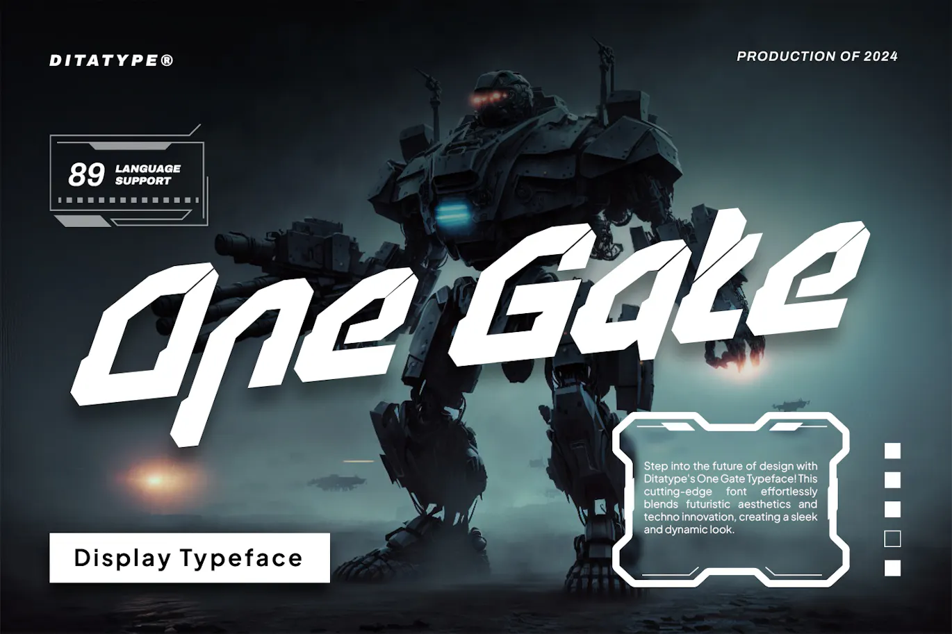未来派美学的英文科技感装饰字体 - One Gate 设计字体 第1张