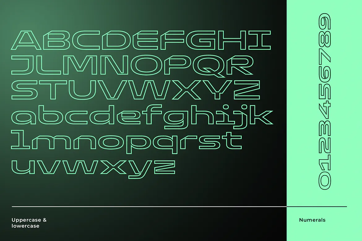 未来派高科技感的英文轮廓线条字体 - Genhead 设计字体 第4张