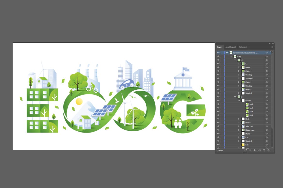可持续发展概念ESG绿色环保插画 Sustainable ESG Green Illustration-2
