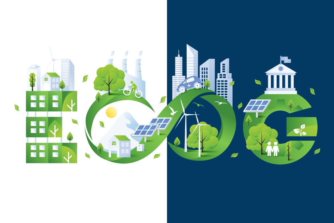 可持续发展概念ESG绿色环保插画 Sustainable ESG Green Illustration-3