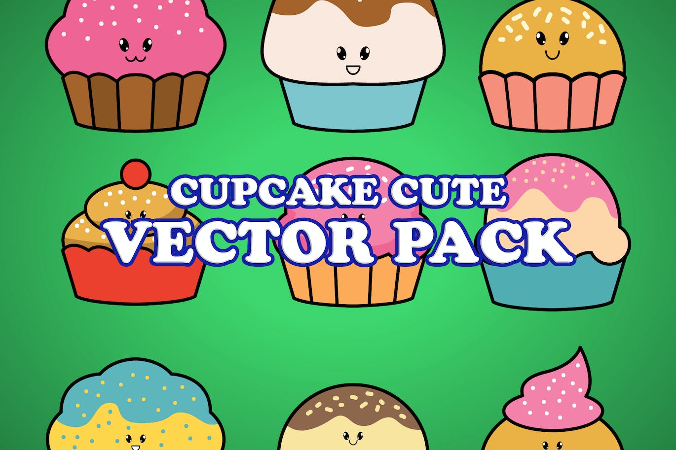 可爱的蛋糕矢量插画 Cute Cake Illustration Vector Pack-1