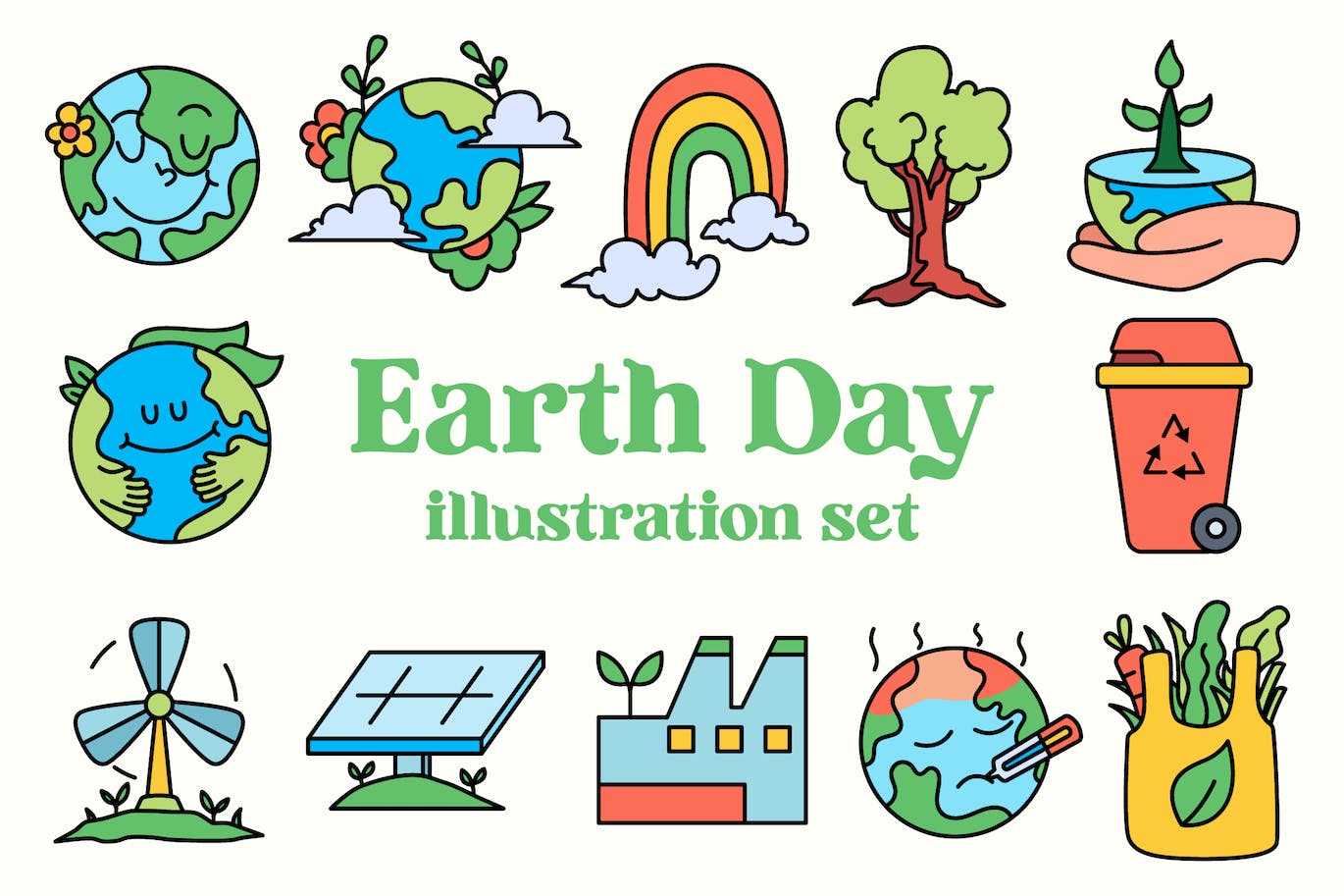 地球日矢量插画集 Earth Day Illustration Set-1