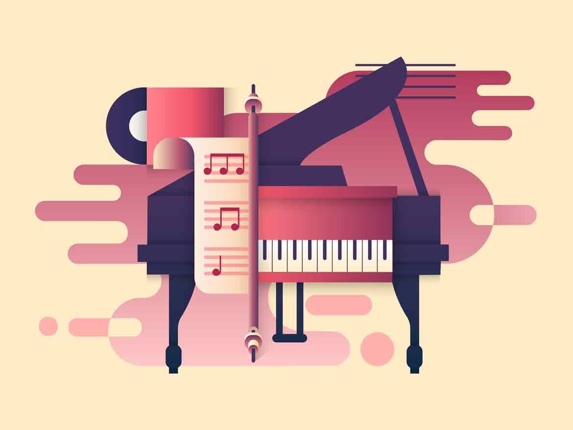 钢琴乐器矢量插画 Piano Design. Music Instrument-2