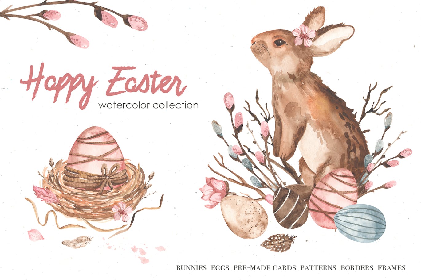 复活节快乐元素水彩画集 Happy Easter watercolor-1
