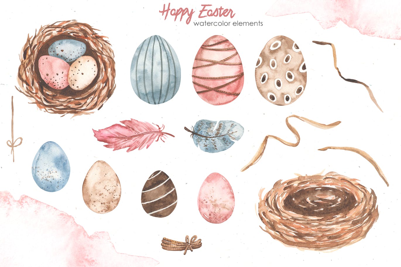 复活节快乐元素水彩画集 Happy Easter watercolor-10
