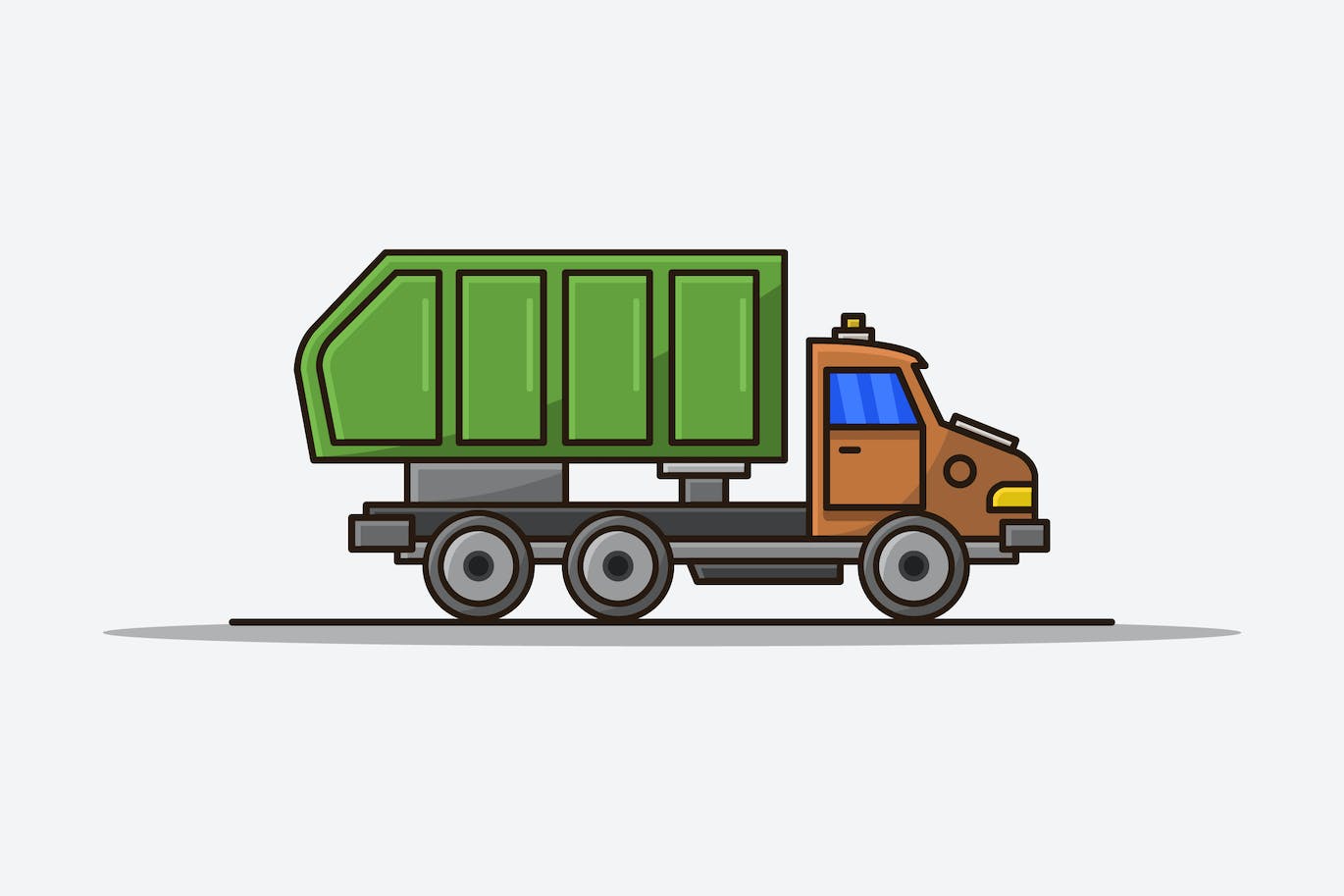 垃圾车运输车矢量图形 Garbage Truck Illustrated In Vector-1