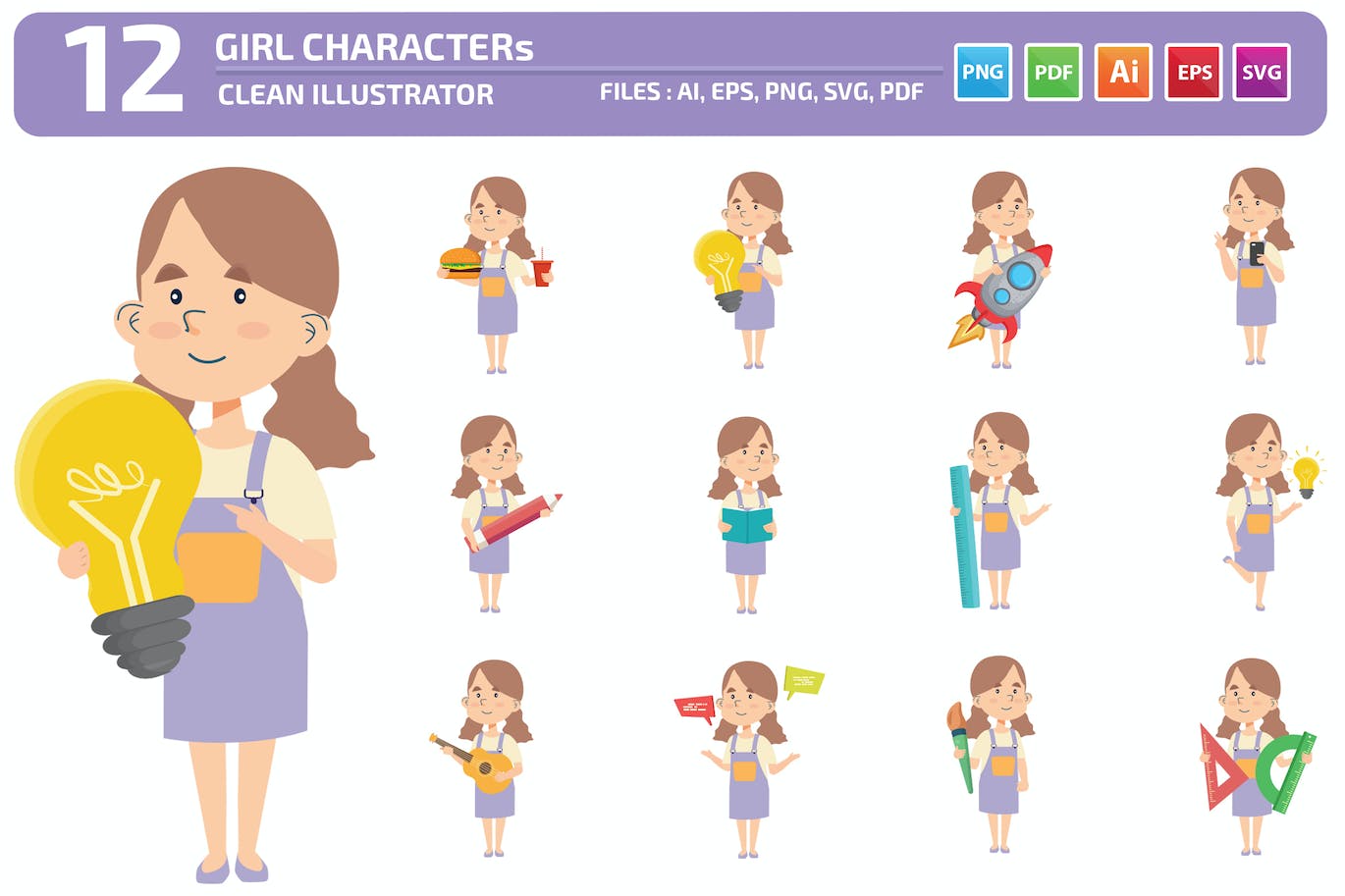 12个女孩人物插画集 12 Girl Characters-1