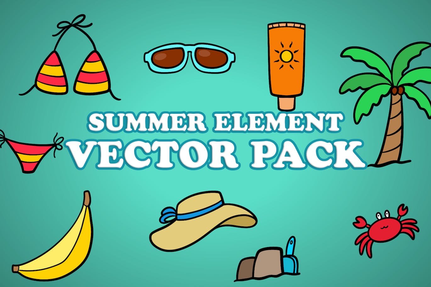 夏季元素矢量插画包 Summer Element Illustration Vector Pack-1