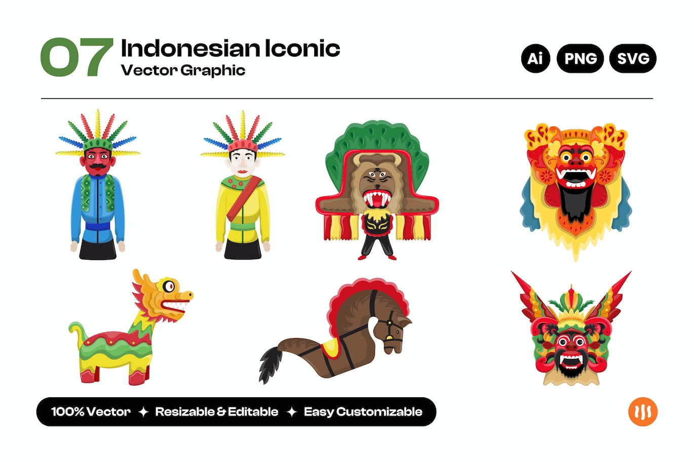 努桑塔拉传统文化矢量插画 Traditional Nusantara Culture Vector Illustration-1