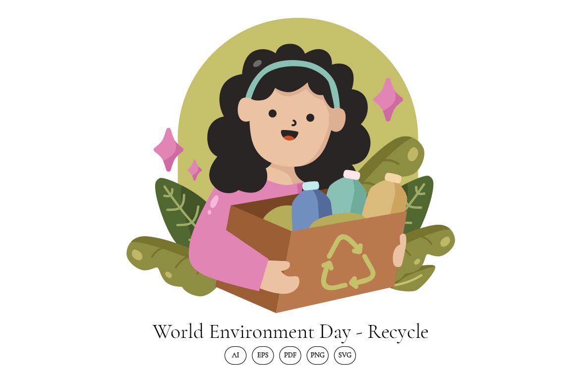 世界环境日-回收场景插画 World Environment Day – Recycle Scene Illustration-1