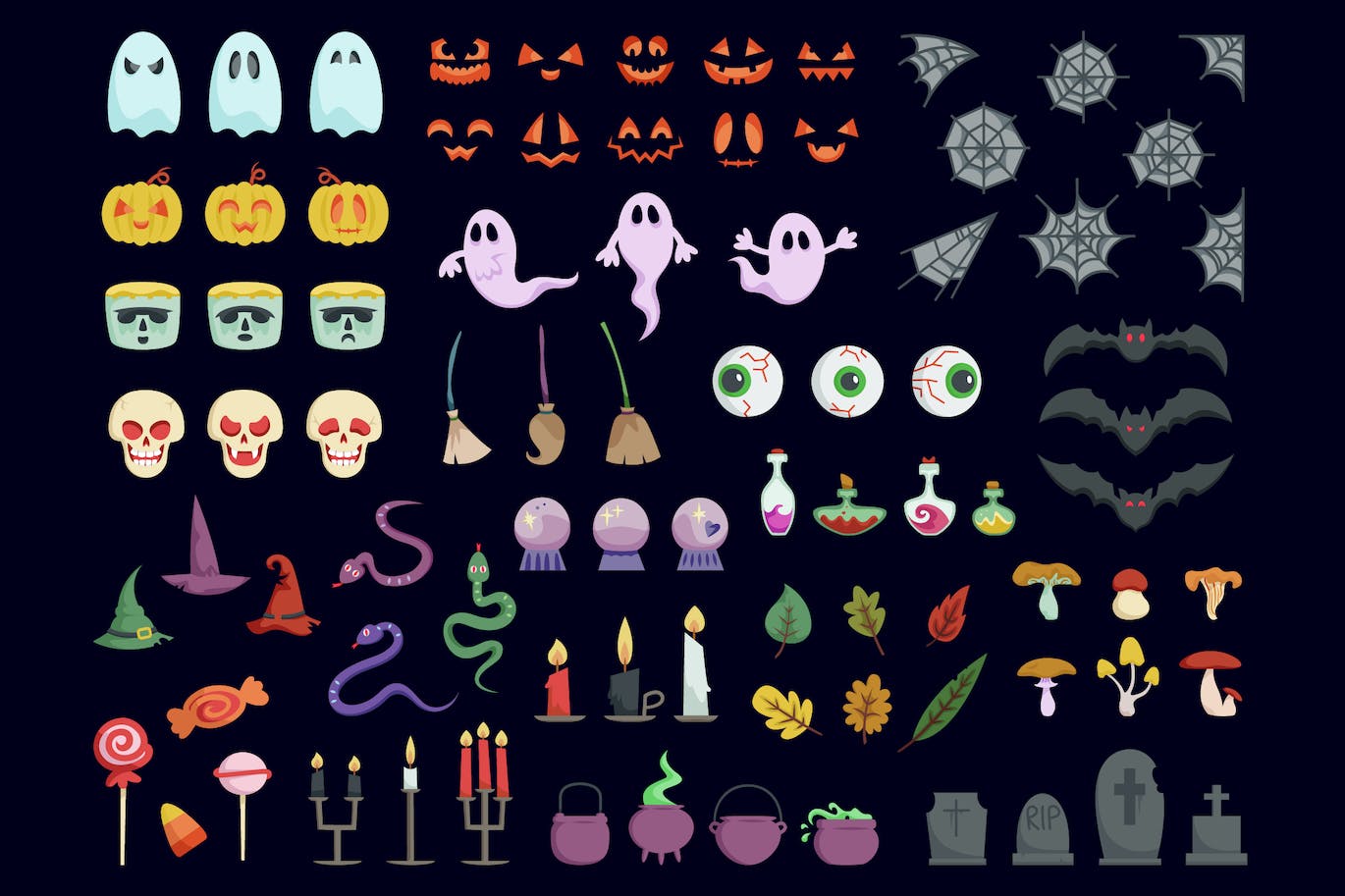 万圣节设计元素合集 Big Set of Halloween Design Elements-1