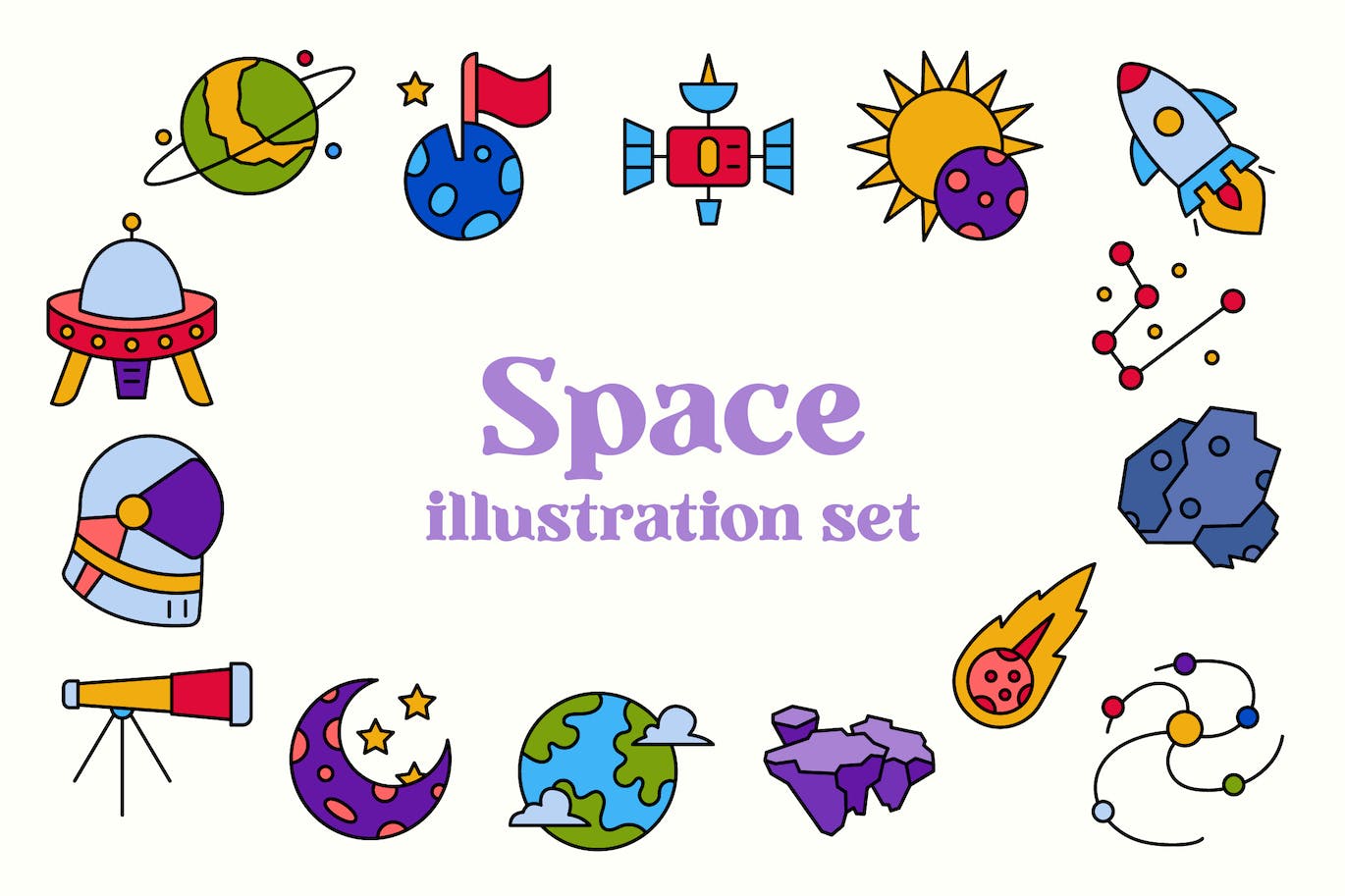 星际太空元素插画集 Space Illustration Set-1
