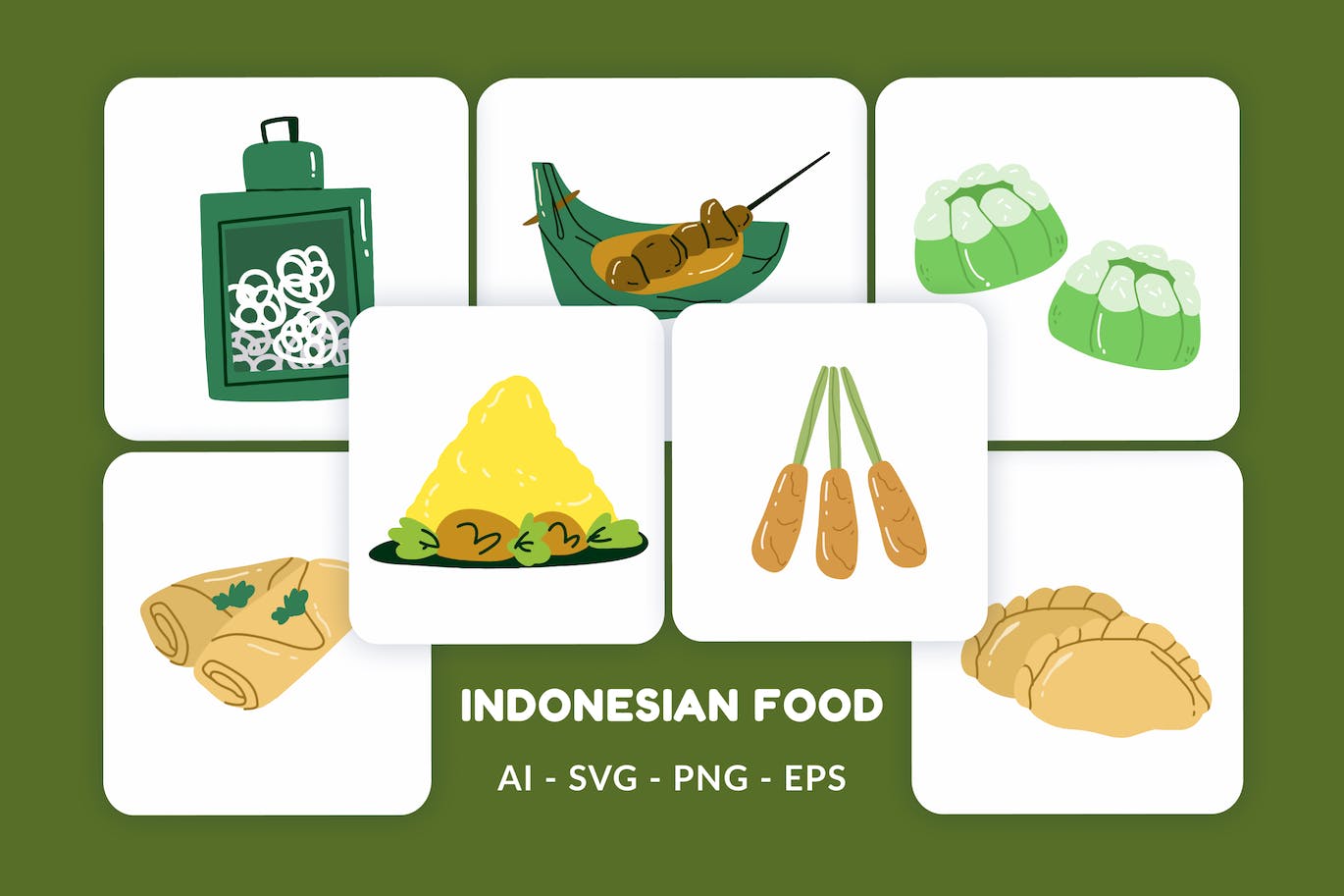 印尼食品矢量图形素材 Indonesian Food Vector Illustration v.4-1