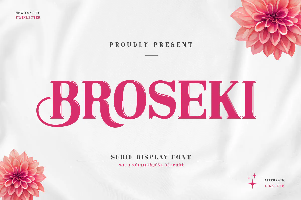 优雅奢华商品海报设计英文衬线字体 - Broseki Serif Display Font