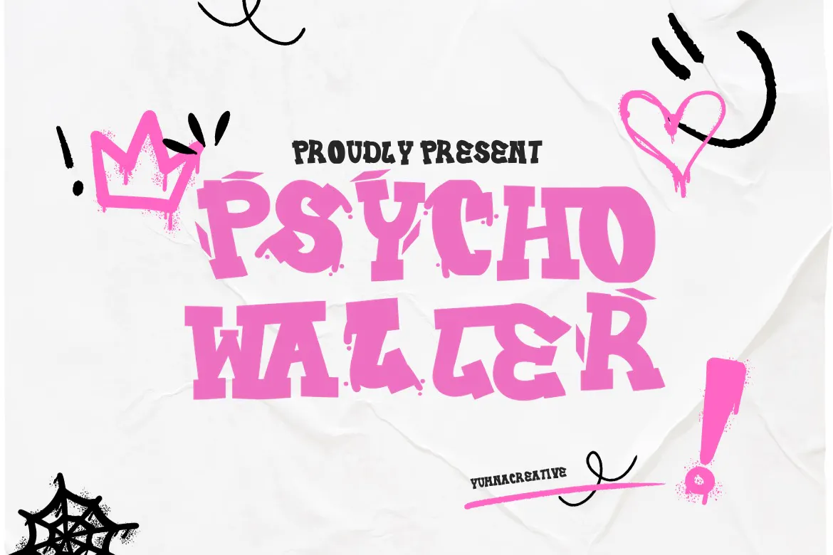 精致优雅的英文手写涂鸦字体 - Psycho Waller