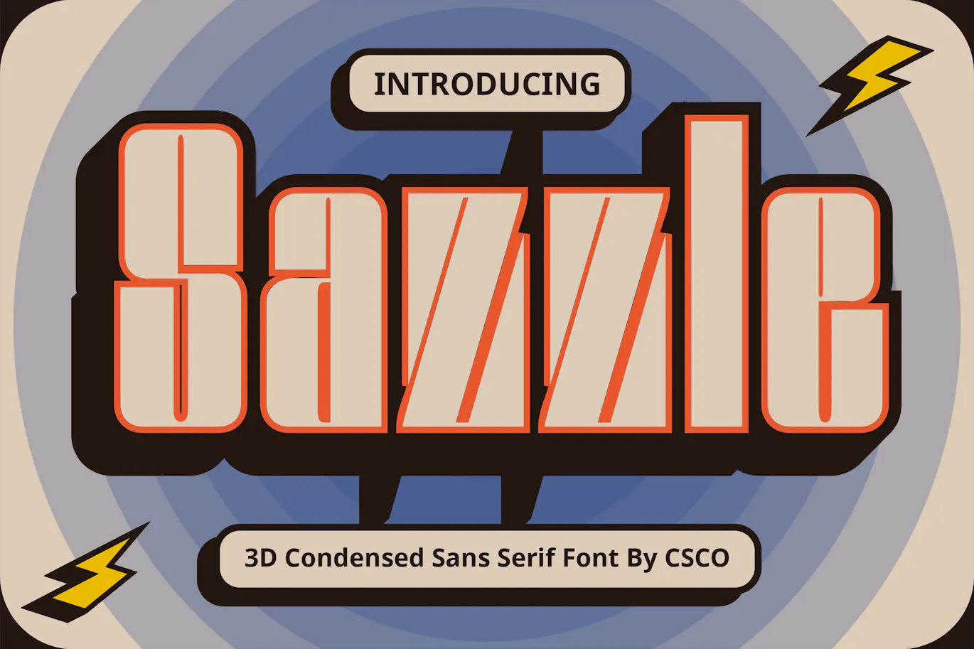 3d复古时髦粗体拉伸的英文装饰字体 - Sazzle 3D