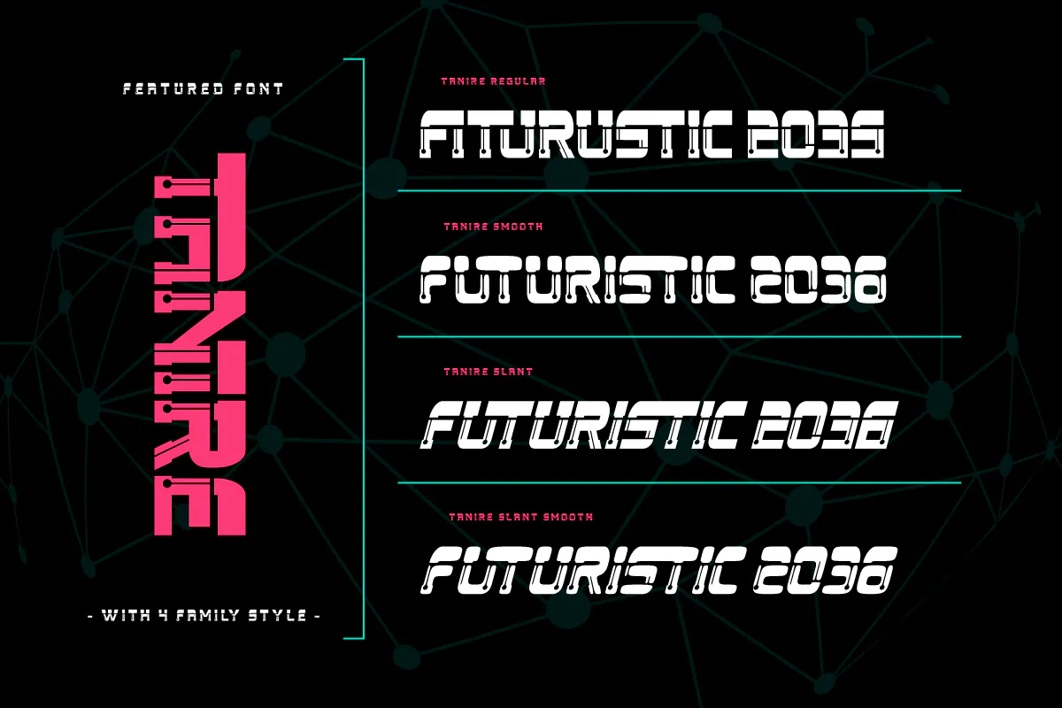 未来派科技感的英文装饰字体 - Tanire 设计字体 第3张