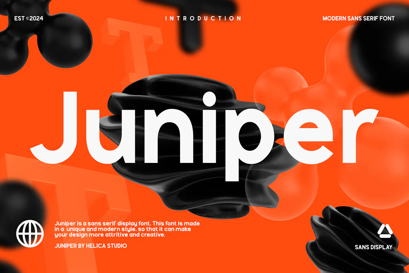现代优雅几何形的英文无衬线品牌标志标题字体 - Juniper