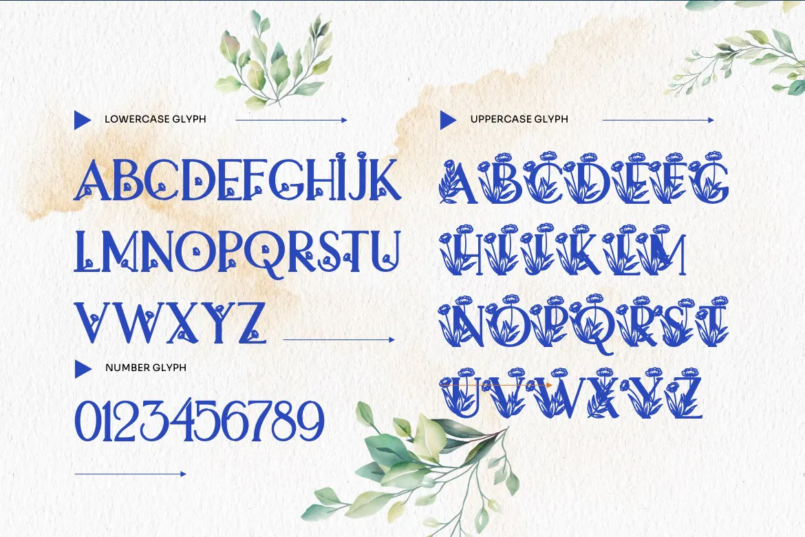 精致花朵图案元素的英文装饰字体 - Lovely 设计字体 第11张