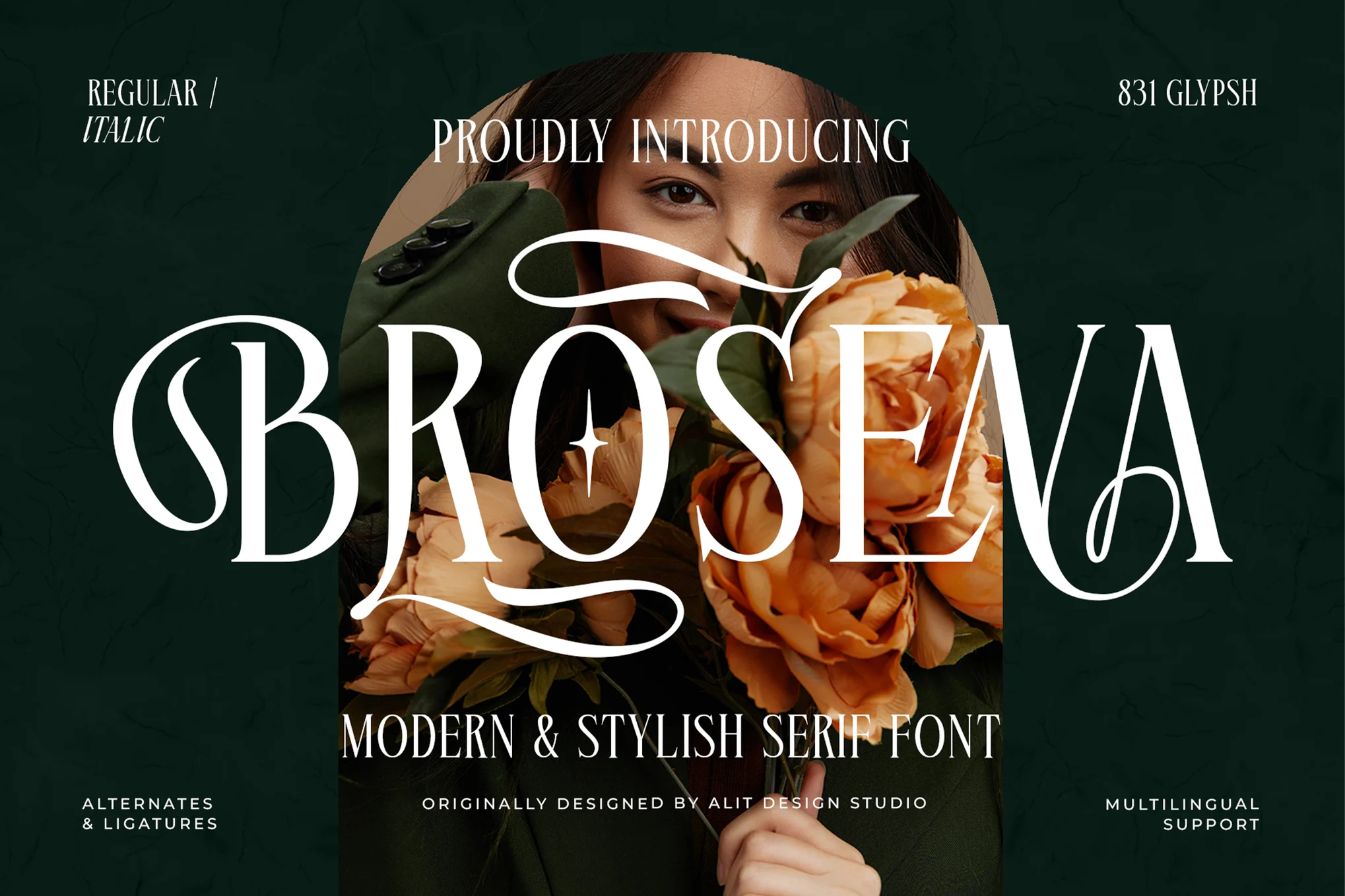 经典优雅和现代设计的完美结合英文字体 – Brosena Typeface