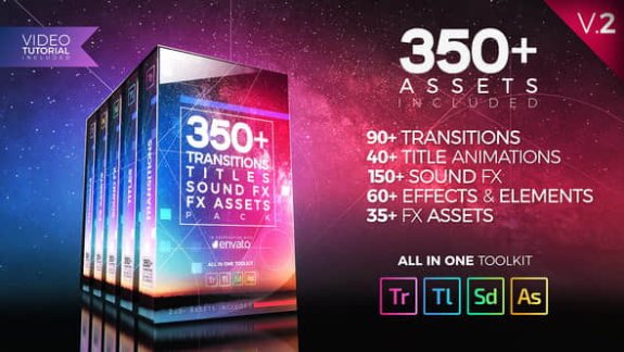 Premiere模板：350个转场效果文字标题音效合集包350+ Pack Transitions Titles Sound FX