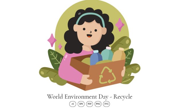 世界环境日-回收场景插画 World Environment Day – Recycle Scene Illustration