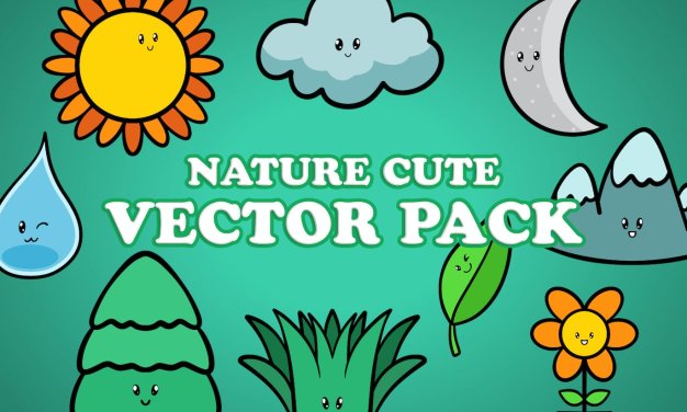 可爱的自然元素矢量插画素材 Cute Nature Element Character Vector Pack