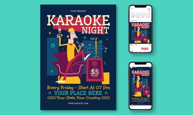 卡拉OK之夜宣传单素材 Karaoke Night Flyer