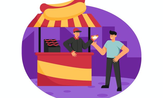 食品摊位卡通矢量插画 Food Stand – Amusement Illustration