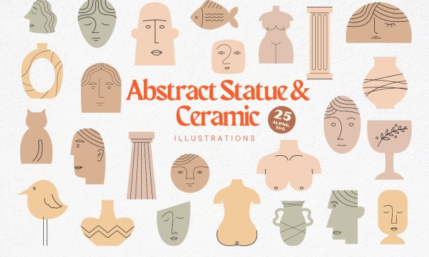 抽象雕像和陶瓷插画 Abstract Statue & Ceramic Illustrations