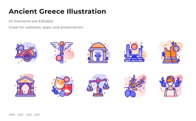 古希腊矢量插画 Ancient Greece Illustration