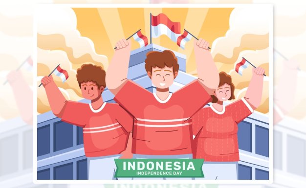 印度尼西亚独立日庆祝活动矢量插画 Indonesia Independence Day Celebration With Happy