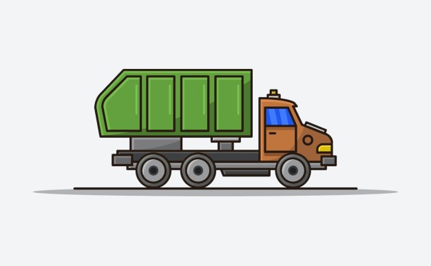 垃圾车运输车矢量图形 Garbage Truck Illustrated In Vector