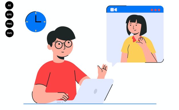 在线会议插画 Online Meeting Illustration