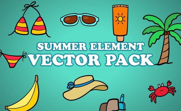 夏季元素矢量插画包 Summer Element Illustration Vector Pack