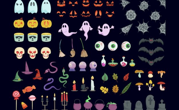 万圣节设计元素合集 Big Set of Halloween Design Elements