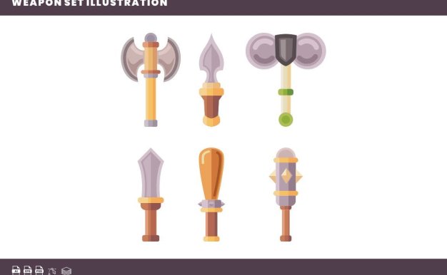 武器装备矢量插画 Weapon Set Illustration