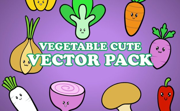 可爱的蔬菜角色插画素材 Cute Vegetable Character Illustration Pack