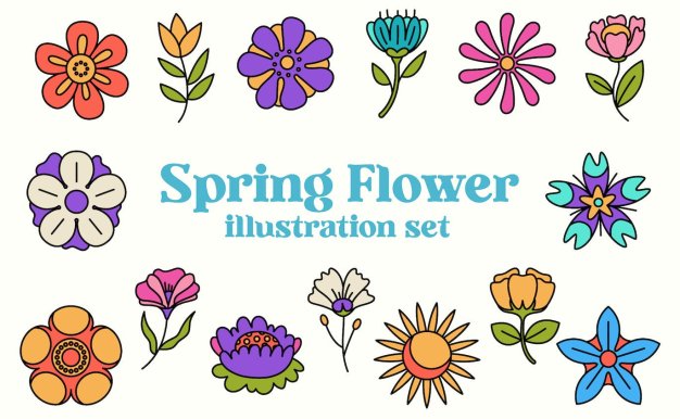 春天花朵矢量插画集 Spring Flower Illustration Set