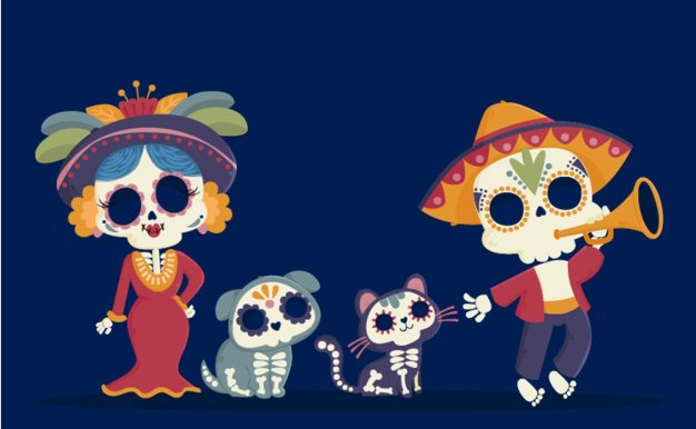 亡灵节骷髅人物元素插画 Dia de Muertos Character Elements Illustration