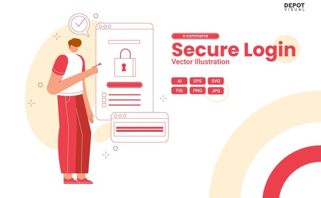 安全登录矢量插画 Secure Login Vector Illustration