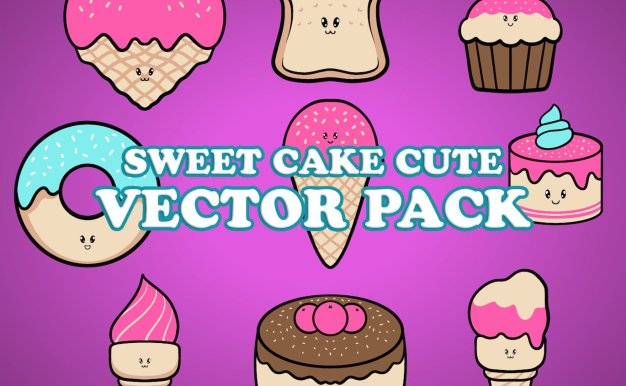 可爱的甜品蛋糕矢量插画 Cute Sweet Cake Vector Pack Illustration