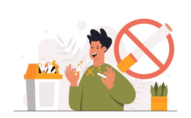 戒烟健康生活方式插画 Quit Smoking – Flat Illustration